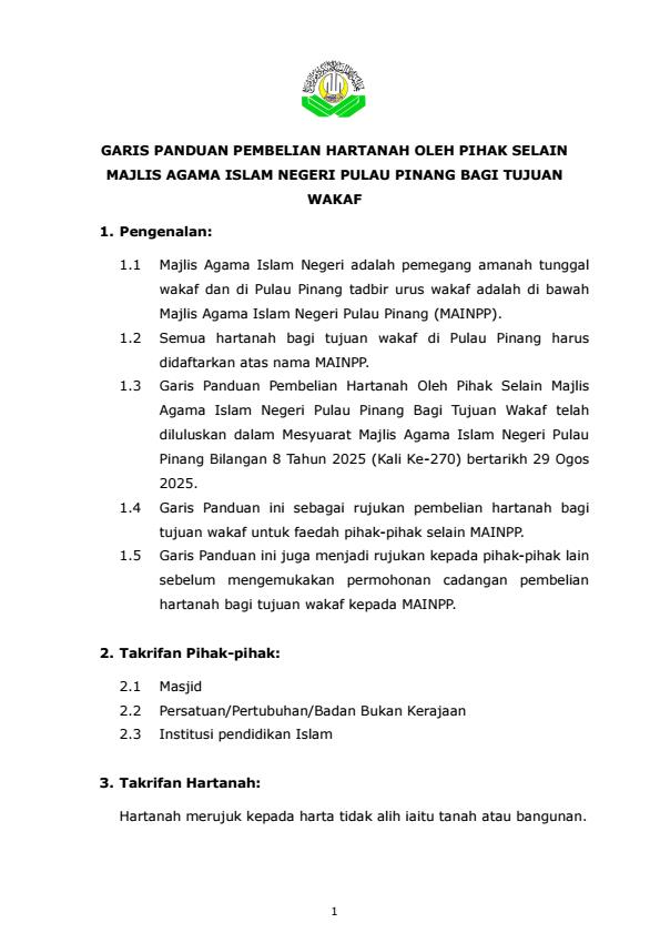 GARIS PANDUAN PEMBELIAN HARTANAH OLEH PIHAK SELAIN MAINPP BAGI TUJUAN WAKAF conv 0